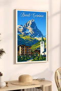 Poster Breuil-Cervinia Stampa Manifesto Vintage Retro Illustrato