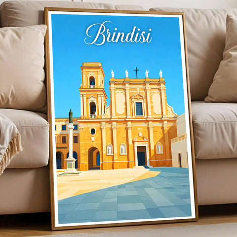 Poster Brindisi Stampa Manifesto Vintage Retro Illustrato