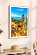 Poster Caltagirone Stampa Manifesto Vintage Retro Illustrato