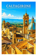 Poster Caltagirone Stampa Manifesto Vintage Retro Illustrato