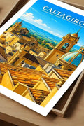 Poster Caltagirone Stampa Manifesto Vintage Retro Illustrato