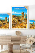Poster Caltagirone Stampa Manifesto Vintage Retro Illustrato