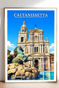 Poster Caltanissetta Stampa Manifesto Vintage Retro Illustrato