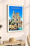 Poster Caltanissetta Stampa Manifesto Vintage Retro Illustrato