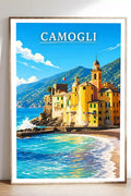 Poster Camogli Stampa Manifesto Vintage Retro Illustrato