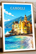 Poster Camogli Stampa Manifesto Vintage Retro Illustrato