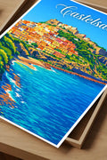 Poster Castelsardo Stampa Manifesto Vintage Retro Illustrato