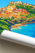Poster Castelsardo Stampa Manifesto Vintage Retro Illustrato
