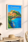 Poster Castelsardo Stampa Manifesto Vintage Retro Illustrato