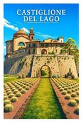 Poster Castiglione del Lago Stampa Manifesto Vintage Retro Illustrato