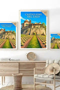Poster Castiglione del Lago Stampa Manifesto Vintage Retro Illustrato