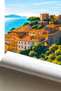 Poster Castiglione della Pescaia Stampa Manifesto Vintage Retro Illustrato