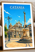 Poster Catania Stampa Manifesto Vintage Retro Illustrato