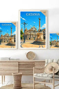 Poster Catania Stampa Manifesto Vintage Retro Illustrato