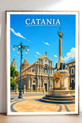 Poster Catania Stampa Manifesto Vintage Retro Illustrato