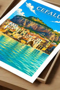 Poster Cefalù Stampa Manifesto Vintage Retro Illustrato