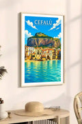 Poster Cefalù Stampa Manifesto Vintage Retro Illustrato
