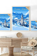 Poster Cesana Torinese Stampa Vintage Retro Illustration