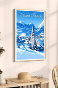 Poster Cesana Torinese Stampa Vintage Retro Illustration