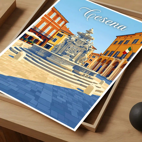 Poster Cesena Stampa Manifesto Vintage Retro Illustrato