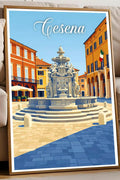 Poster Cesena Stampa Manifesto Vintage Retro Illustrato