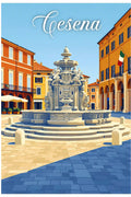 Poster Cesena Stampa Manifesto Vintage Retro Illustrato