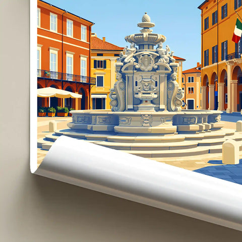 Poster Cesena Stampa Manifesto Vintage Retro Illustrato