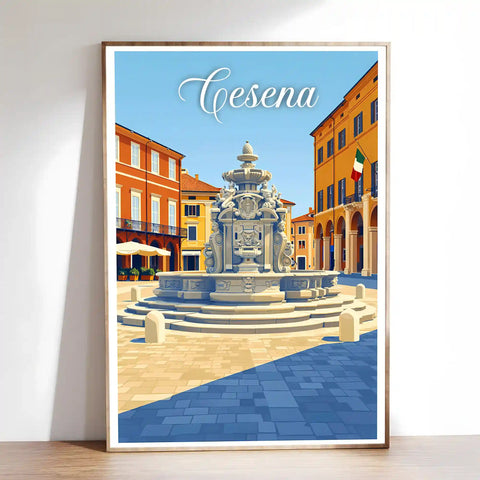 Poster Cesena Stampa Manifesto Vintage Retro Illustrato