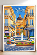 Poster Chieti Stampa Manifesto Vintage Retro Illustrato