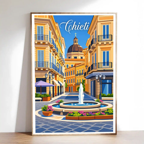 Poster Chieti Stampa Manifesto Vintage Retro Illustrato