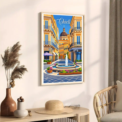 Poster Chieti Stampa Manifesto Vintage Retro Illustrato