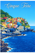 Poster Cinque Terre Stampa Manifesto Vintage Retro Illustrato