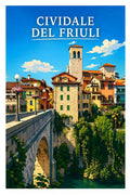 Poster Cividale del Friuli Stampa Manifesto Vintage Retro Illustrato