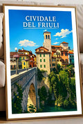 Poster Cividale del Friuli Stampa Manifesto Vintage Retro Illustrato