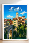 Poster Cividale del Friuli Stampa Manifesto Vintage Retro Illustrato
