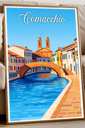 Poster Comacchio Stampa Manifesto Vintage Retro Illustrato