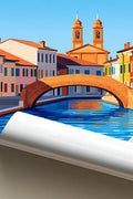 Poster Comacchio Stampa Manifesto Vintage Retro Illustrato
