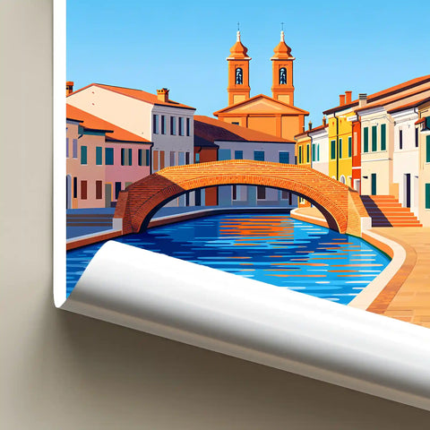 Poster Comacchio Stampa Manifesto Vintage Retro Illustrato