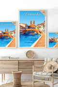 Poster Comacchio Stampa Manifesto Vintage Retro Illustrato