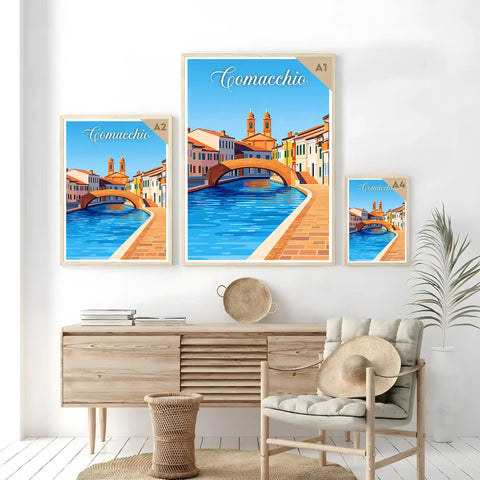 Poster Comacchio Stampa Manifesto Vintage Retro Illustrato