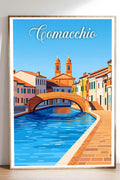 Poster Comacchio Stampa Manifesto Vintage Retro Illustrato