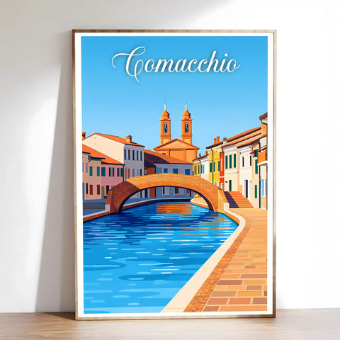 Poster Comacchio Stampa Manifesto Vintage Retro Illustrato