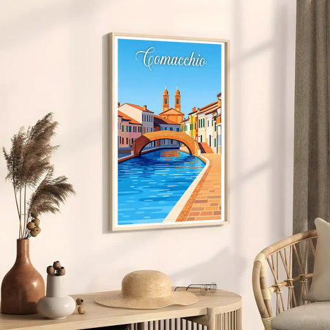 Poster Comacchio Stampa Manifesto Vintage Retro Illustrato