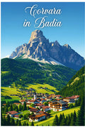 Poster Corvara in Badia Stampa Manifesto Vintage Retro Illustrato