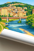 Poster Cosenza Stampa Manifesto Vintage Retro Illustrato
