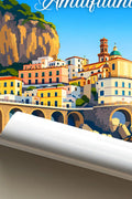 Poster Costiera Amalfitana Stampa Manifesto Vintage Retro Illustrato