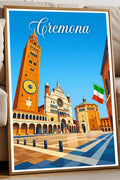 Poster Cremona Stampa Manifesto Vintage Retro Illustrato