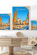 Poster Cremona Stampa Manifesto Vintage Retro Illustrato