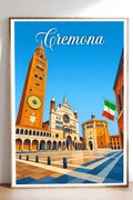 Poster Cremona Stampa Manifesto Vintage Retro Illustrato