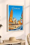 Poster Cremona Stampa Manifesto Vintage Retro Illustrato